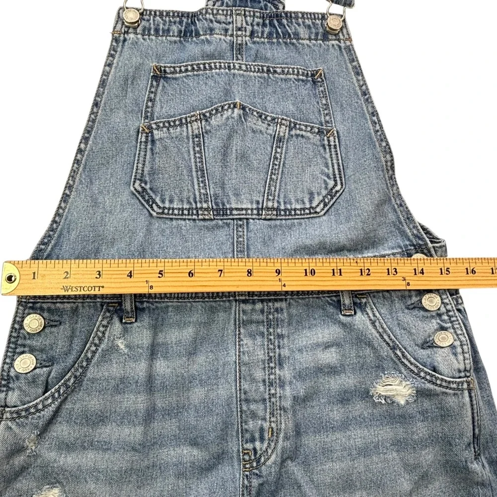 Gap Kids Denim Overalls Shorts Girls XXL Ripped Distressed Light Wash